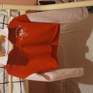 Red tennis sweater with a white collar